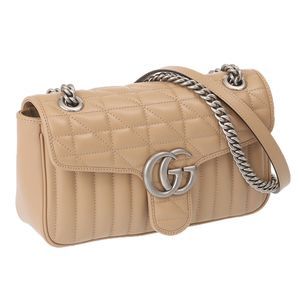 Gucci GG Marmont Quilted Small Mini Chain Shoulder Bag Brown